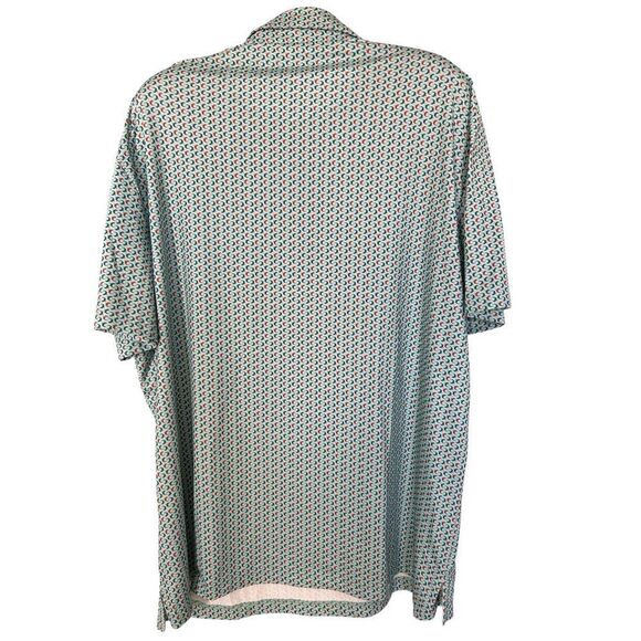 Izod Golf XXL Polo Shirt Geometric Dolphin Print Blue Red Short Sleeve - Picture 2 of 8